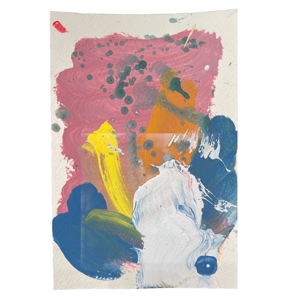 Oman Hosea 4x6 Contemporary Expressionist Abstract Acrylic Painting Teal Purple
